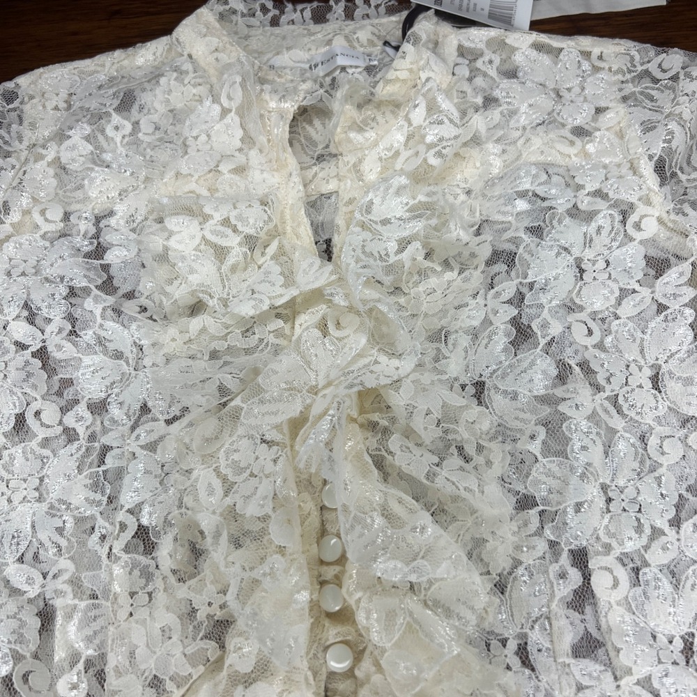 Lace Ruffle Floral Button down rancho estancia M - Picture 5 of 14